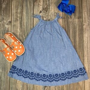Crown & Ivy Halter Dress Blue Floral Embroidered Size 4T